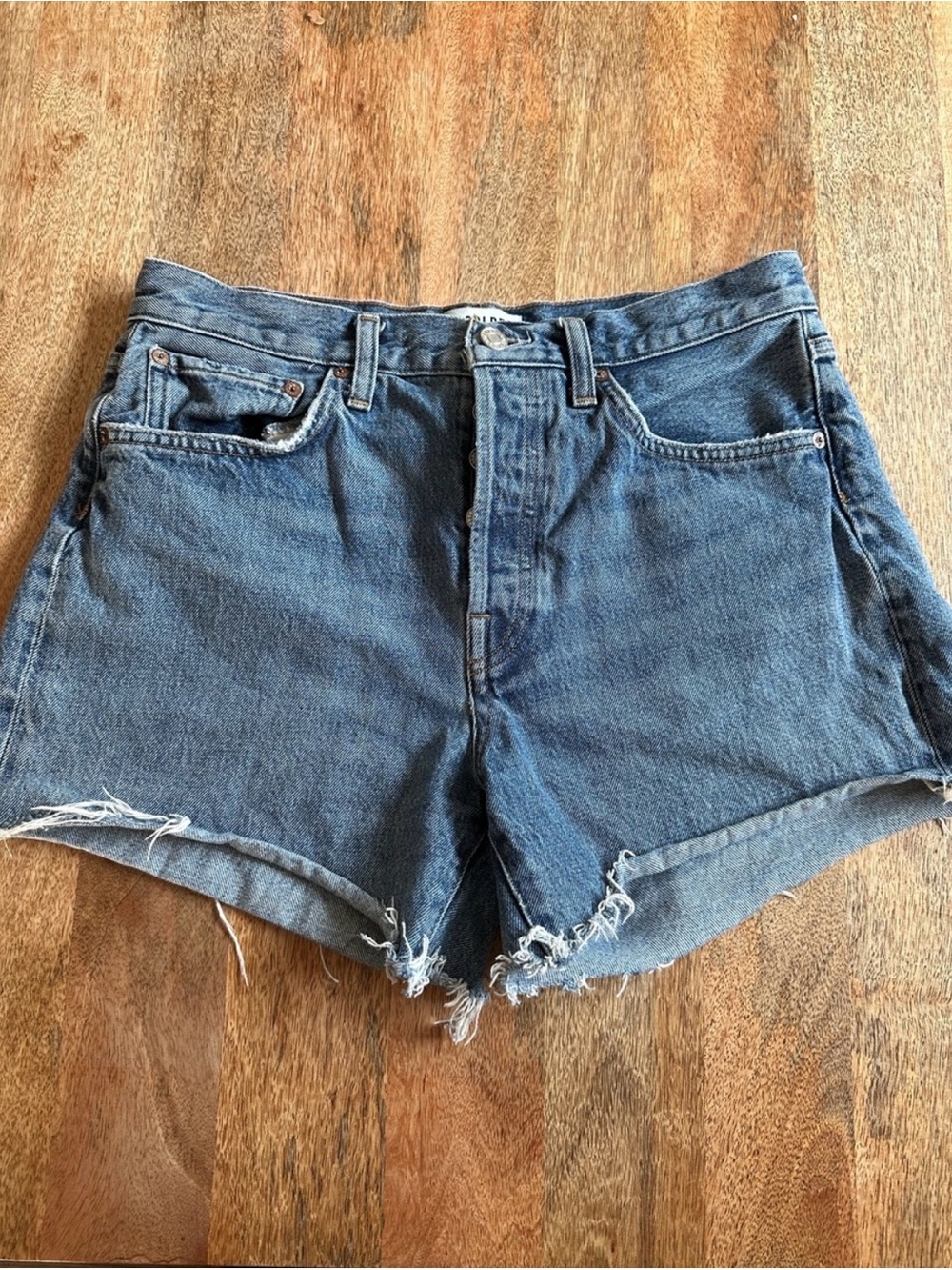 AGOLDE Vintage Cutoff Denim Shorts in Faded Blue